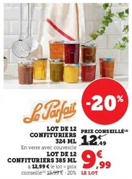 LOT DE 12 CONFITURIERS 324 ML