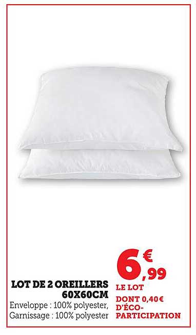 LOT DE 2 OREILLERS 60X60CM