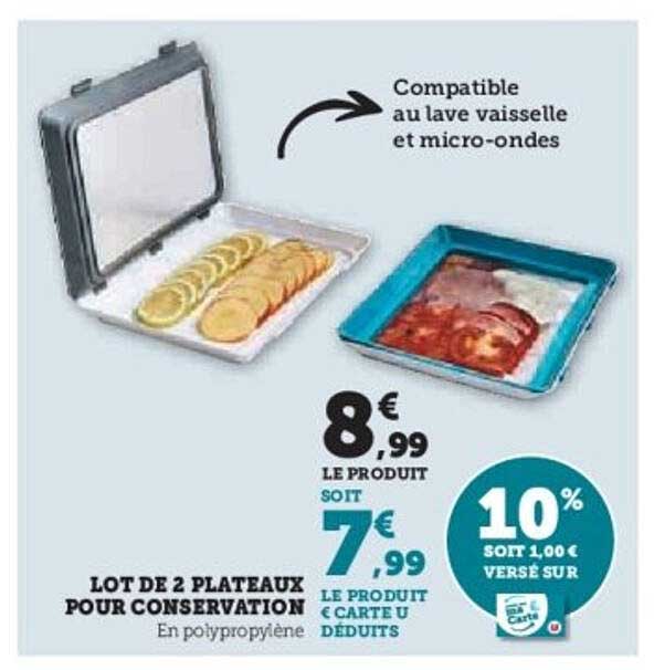 LOT DE 2 PLATEAUX POUR CONSERVATION