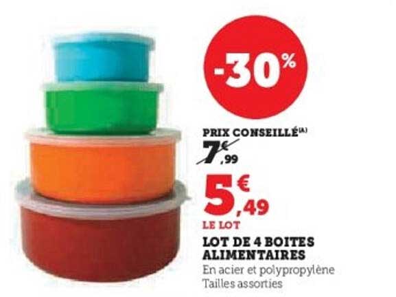 LOT DE 4 BOITES ALIMENTAIRES