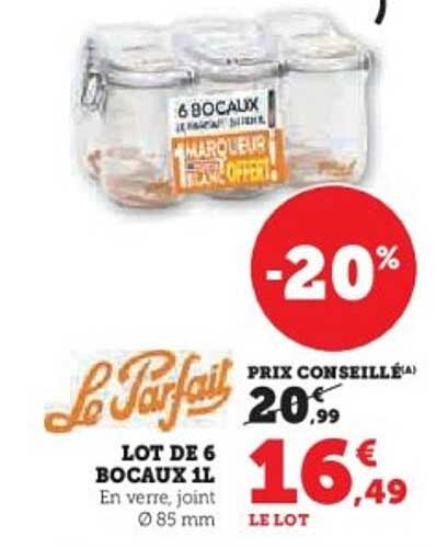 LOT DE 6 BOCAUX 1L