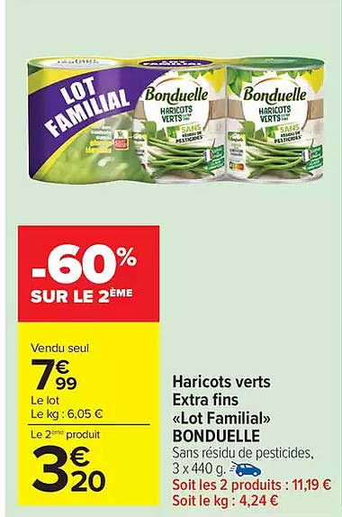 Lot Familial Haricots verts Extra fins «Lot Familial» BONDUELLE