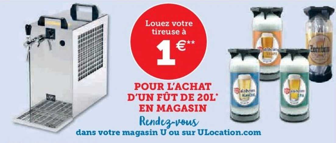 Louez votre tireuse à 1 €** pour l'achat d'un fût de 20L* en magasin