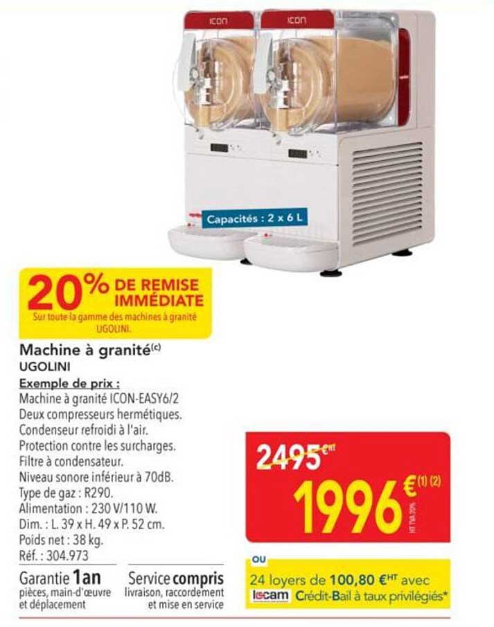 Machine à granité UGOLINI - 20% DE REMISE IMMÉDIATE