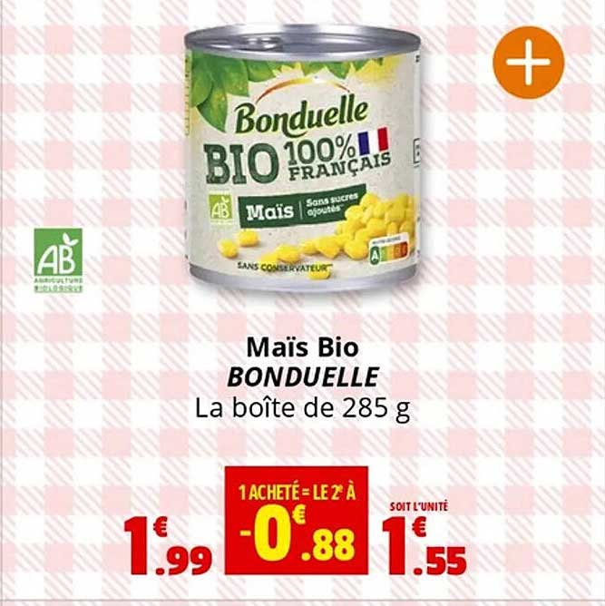 Maïs Bio BONDUELLE La boîte de 285 g