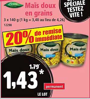 Maïs doux en grains