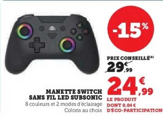MANETTE SWITCH SANS FIL LED SUBSONIC