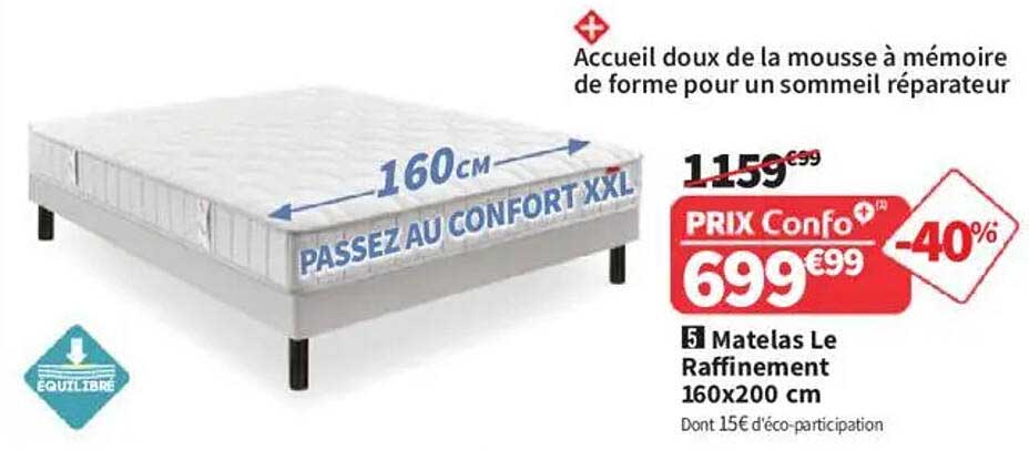 Matelas Le Raffinement 160x200 cm