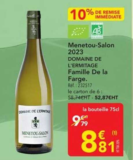 Menetou-Salon 2023 DOMAINE DE L'ERMITAGE Famille De la Farge.