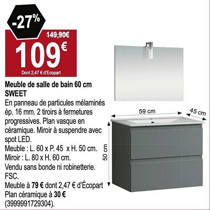 Meuble de salle de bain 60 cm SWEET
