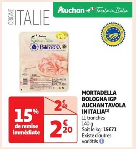 MORTADELLA BOLOGNA IGP AUCHAN TAVOLA IN ITALIA