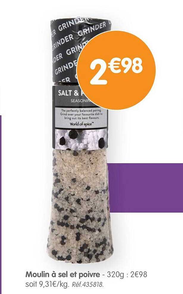 Moulin à sel et poivre - 320g : 2€98