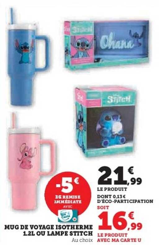 MUG DE VOYAGE ISOTHERME 1.2L OU LAMPE STITCH