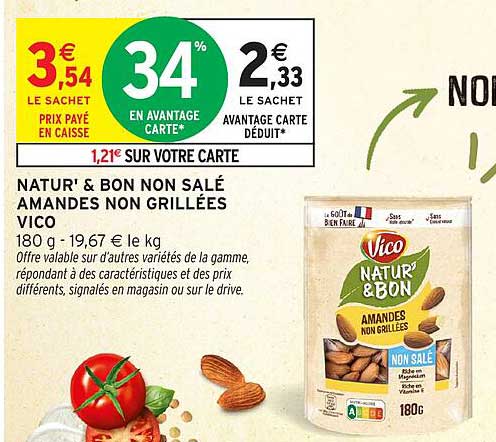 NATUR' & BON NON SALÉ AMANDES NON GRILLÉES VICO
