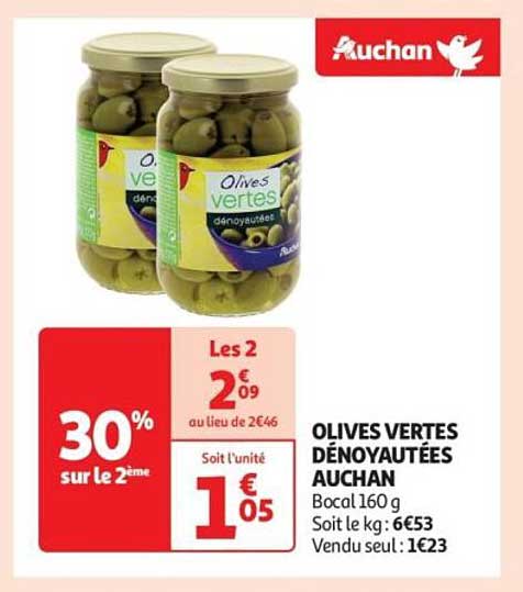 OLIVES VERTES DÉNOYAUTÉES AUCHAN