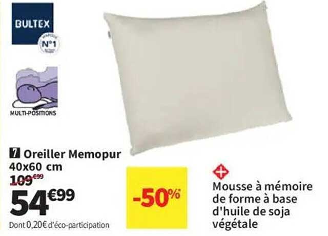 Oreiller Memopur 40x60 cm