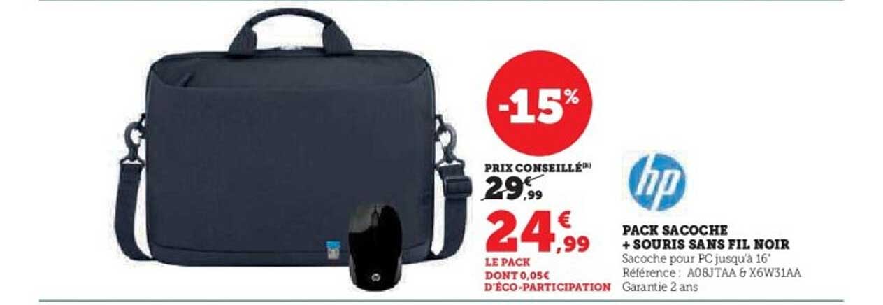 PACK SACOCHE + SOURIS SANS FIL NOIR