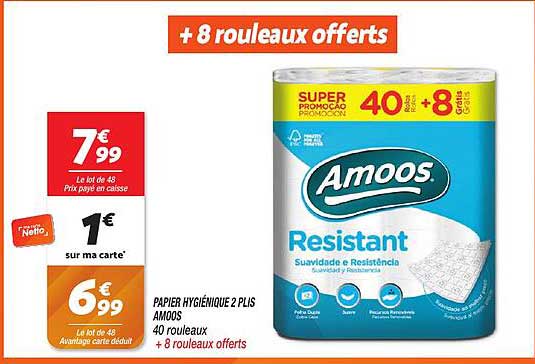 PAPIER HYGIÉNIQUE 2 PLI AMOOS