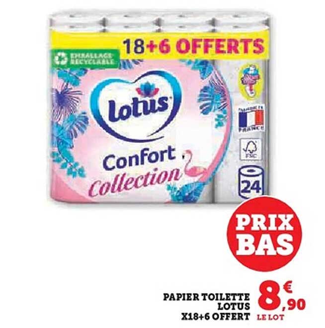 PAPIER TOILETTE LOTUS X18+6 OFFERT