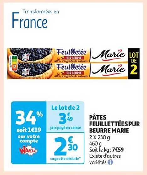 PÂTES FEUILLETÉES PUR BEURRE MARIE