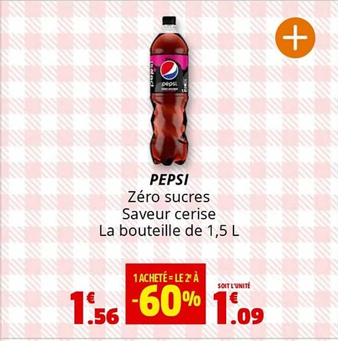 PEPSI Zéro sucres Saveur cerise La bouteille de 1,5 L