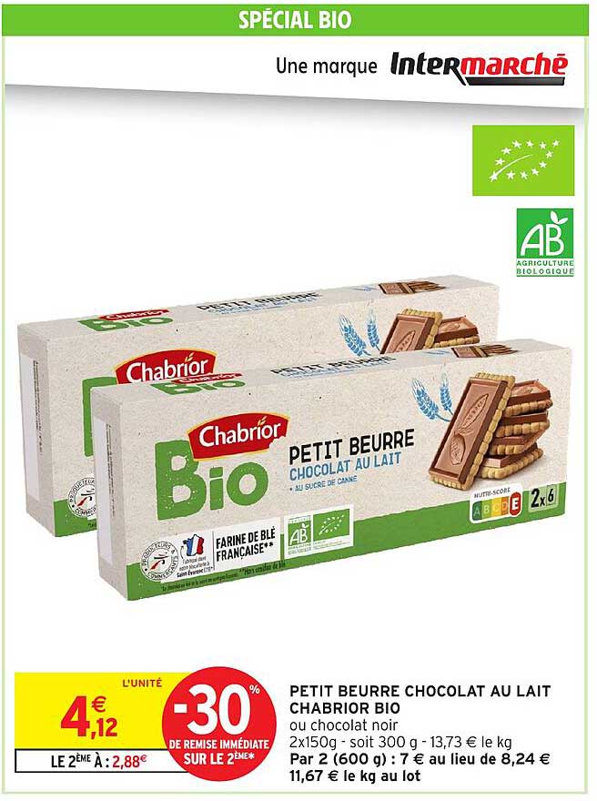 PETIT BEURRE CHOCOLAT AU LAIT CHABRIOR BIO