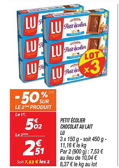 PETIT ÉCOLIER CHOCOLAT AU LAIT LU