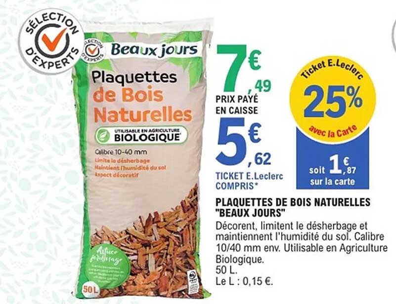Plaquettes de Bois Naturelles "Beaux Jours"