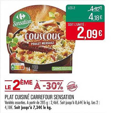PLAT CUISINÉ CARREFOUR SENSATION