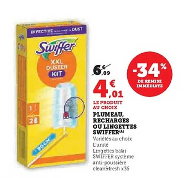 PLUMEAU, RECHARGES OU LINGETTES SWIFFER