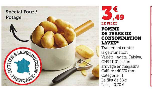 POMME DE TERRE DE CONSOMMATION LAVÉE