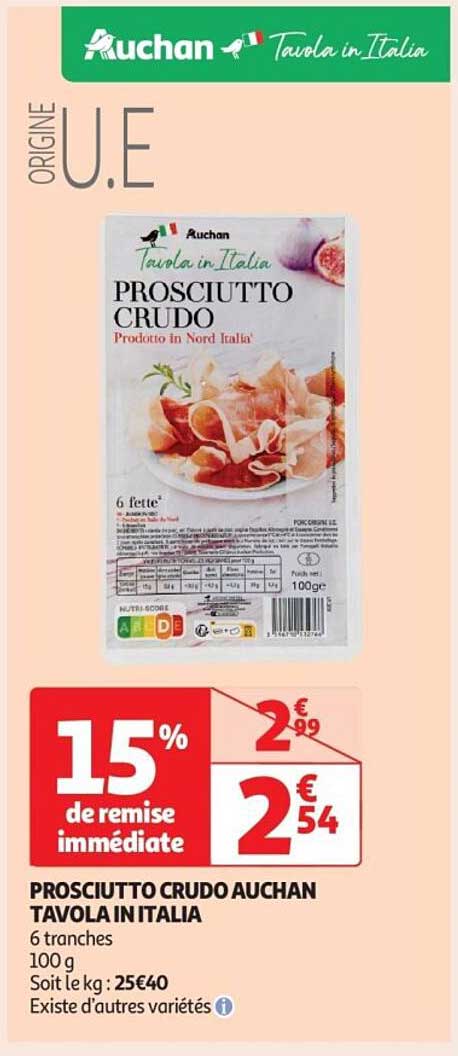 PROSCIUTTO CRUDO AUCHAN TAVOLA IN ITALIA