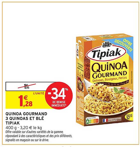 QUINOA GOURMAND 3 QUINOAS ET BLÉ TIPIAK