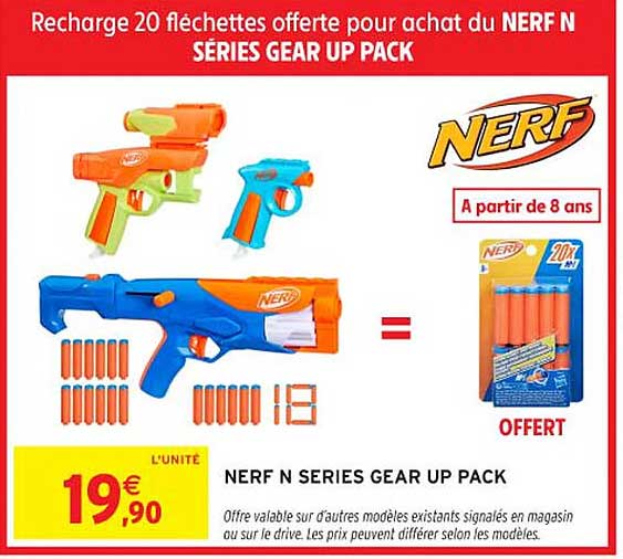 Recharge 20 fléchettes offerte pour achat du NERF N SERIES GEAR UP PACK