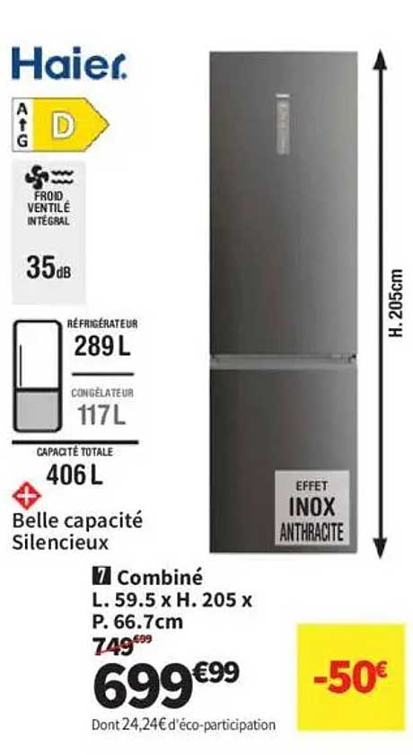 Réfrigérateur combiné Haier -50€