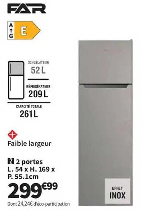 Réfrigérateur FAR 2 portes - effet Inox