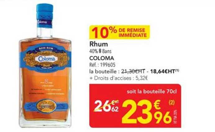 Rhum 40% 8 Ans Coloma