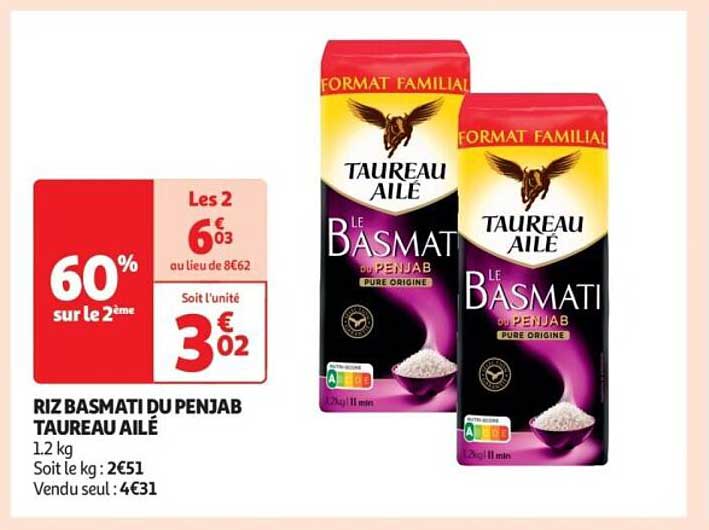 RIZ BASMATI DU PENJAB TAUREAU AILÉ