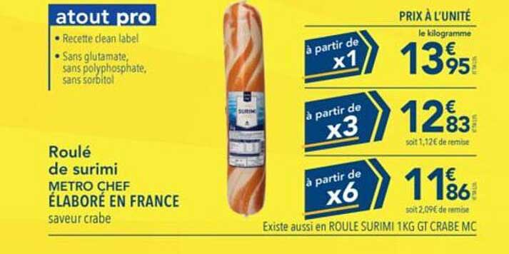 Roulé de surimi METRO CHEF ÉLABORÉ EN FRANCE saveur crabe