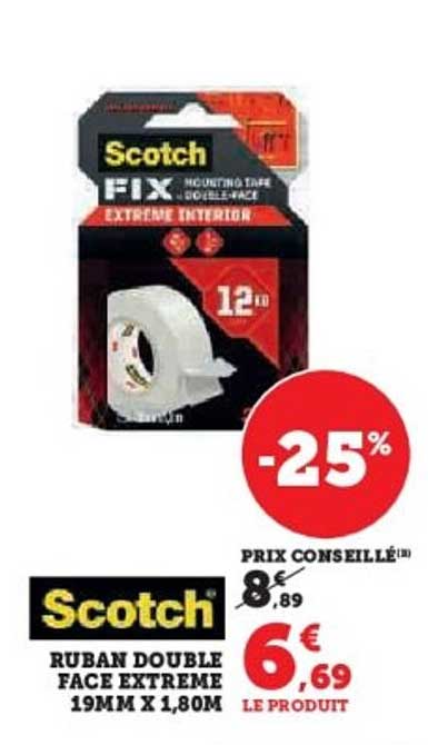 RUBAN DOUBLE FACE EXTRÊME 19MM X 1,80M