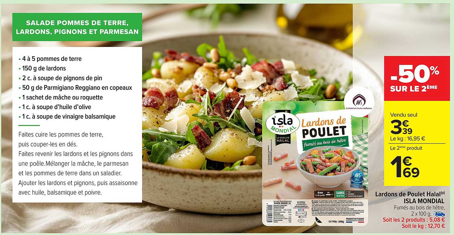 SALADE POMMES DE TERRE, LARDONS, PIGNONS ET PARMESAN