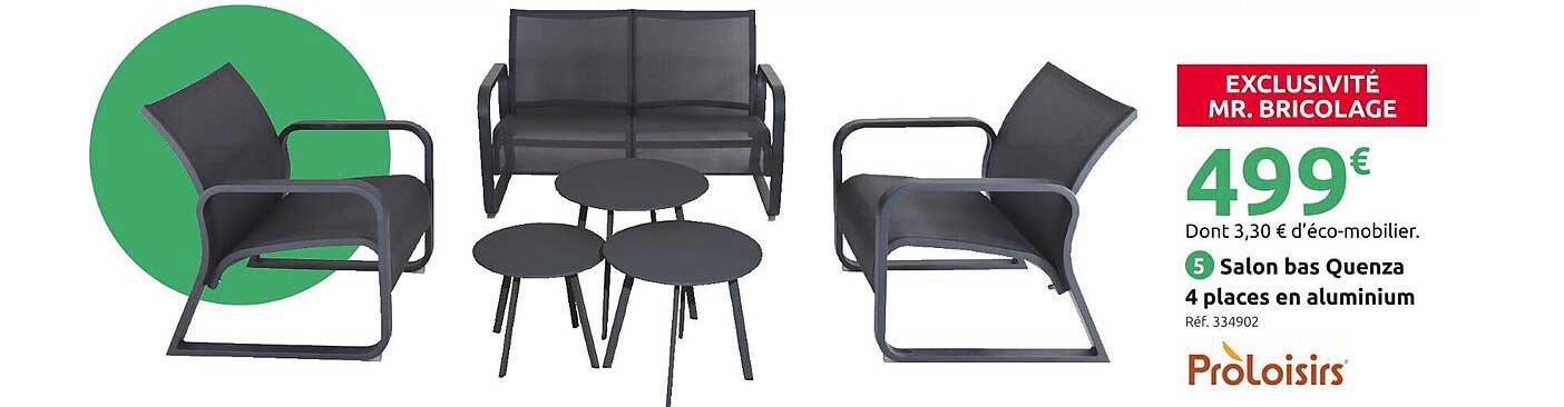Salon bas Quenza 4 places en aluminium