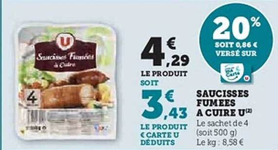 SAUCISSES FUMEES A CUITRE U