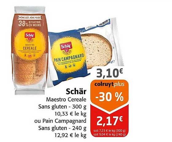 Schär Maestro Cereal ou Pain Campagnard -30 %