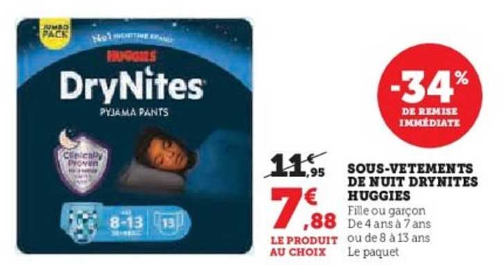SOUS-VÊTEMENTS DE NUIT DRYNITES HUGGIES
