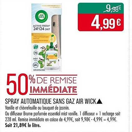 SPRAY AUTOMATIQUE SANS GAZ AIR WICK