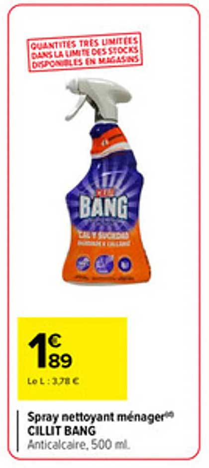 Spray nettoyant ménager CILIT BANG Anticalcaire, 500 ml