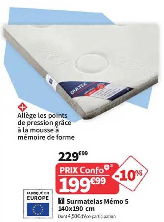 Surmatelas Mémo 5 140x190 cm