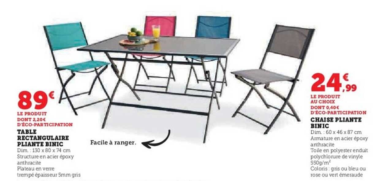TABLE RECTANGULAIRE PLiante BINIC