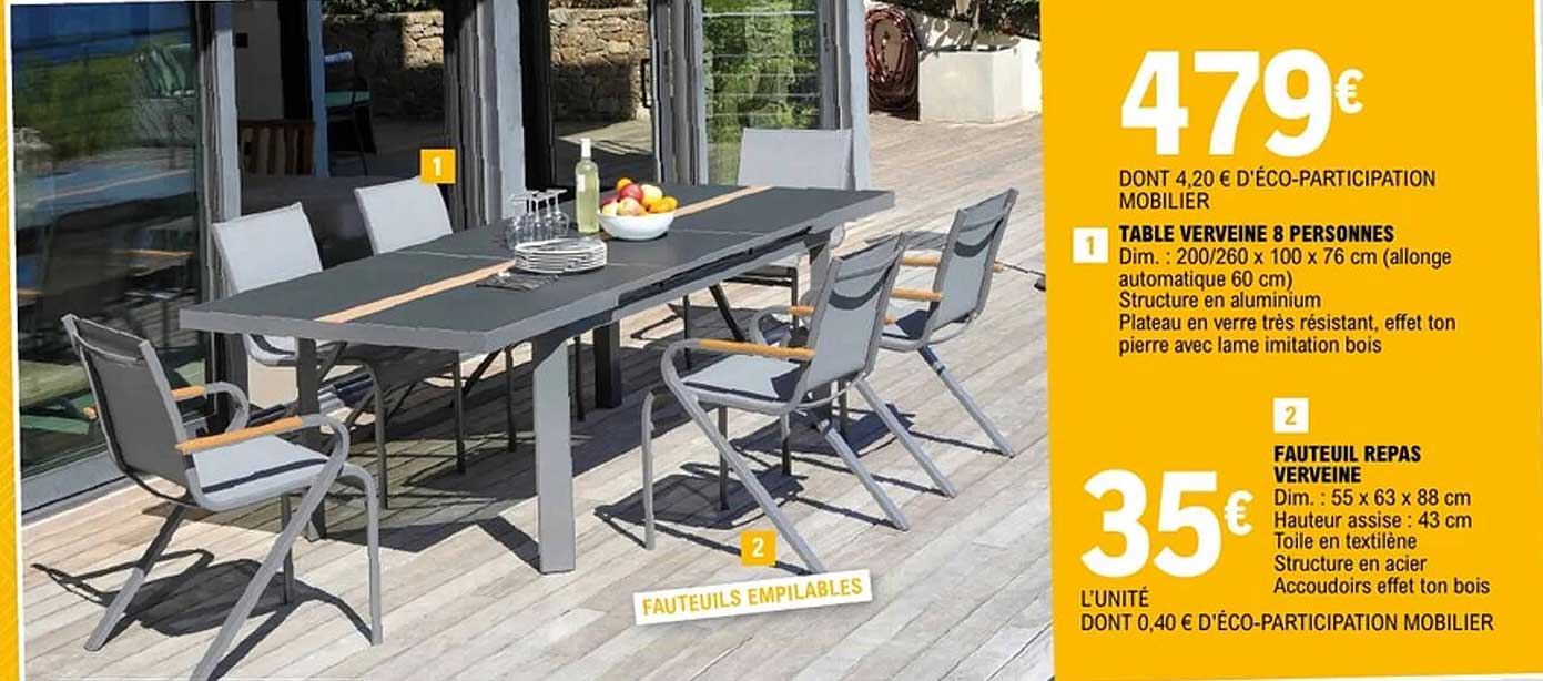 Table Verveine 8 personnes